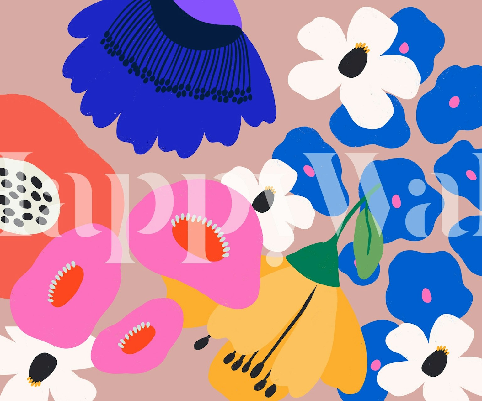 Colorful Botanic Yard wallpaper in a room