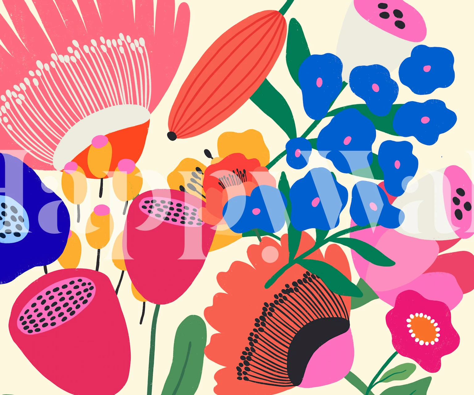 Floral wallpaper design in a styled room