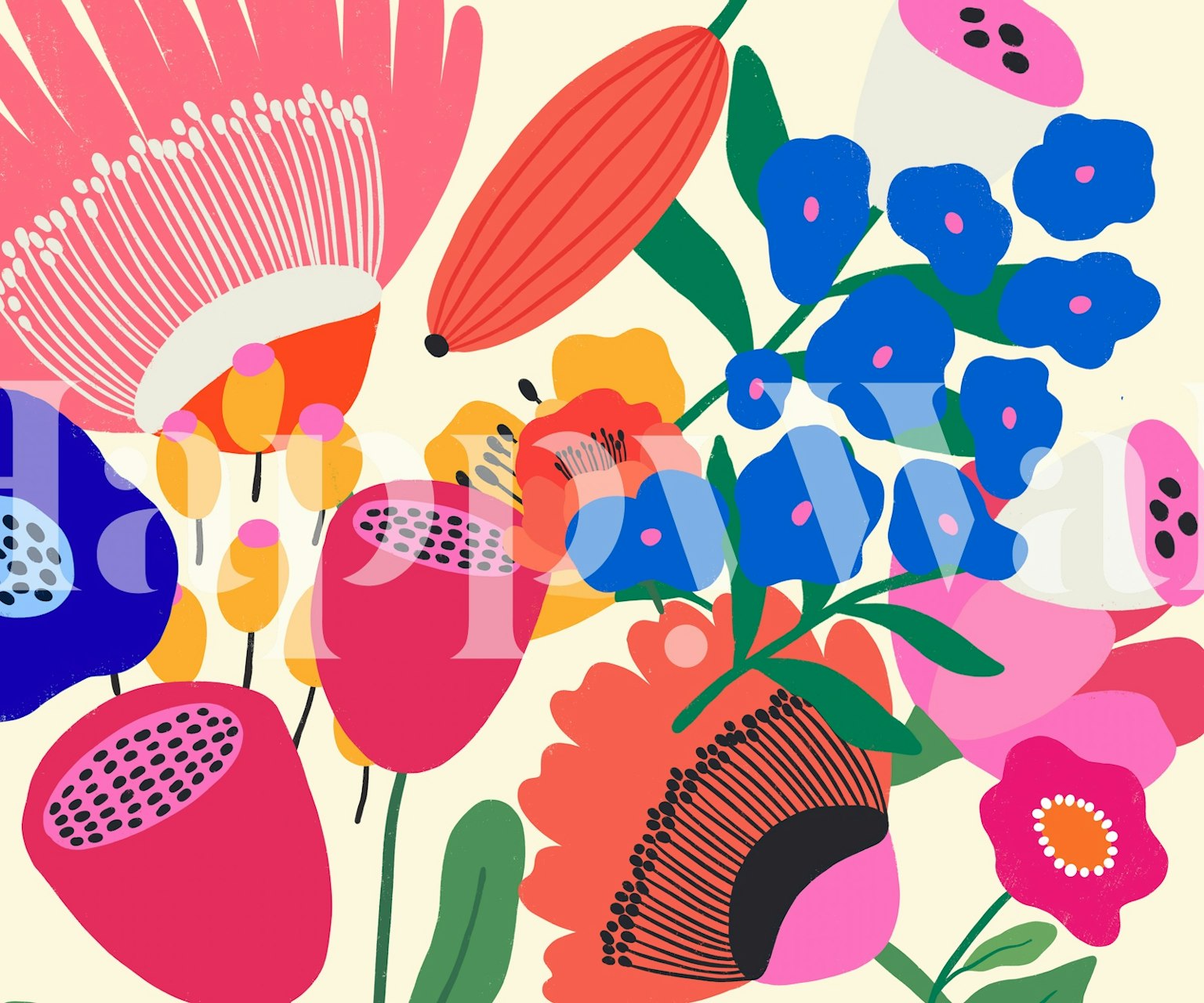 Floral wallpaper design in a styled room