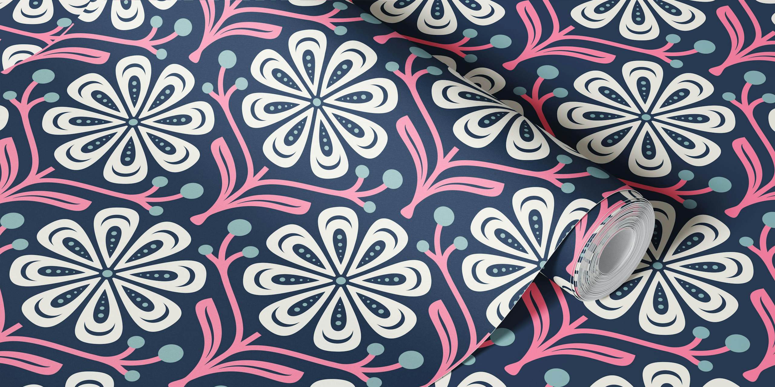 Elegant Daisy Flair wallpaper i et rom