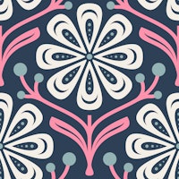 Elegant Daisy Flair in Pink Blue - S ταπετσαρία