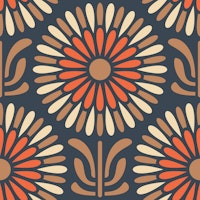 Retro Floral Burst Delight in Brown Red - L tapety