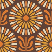 Retro Floral Burst Delight in Orange - L wallpaper