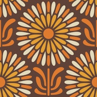 Retro Floral Burst Delight in Orange - L tapety