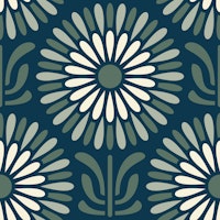 Retro Floral Burst Delight in Green - L tapete