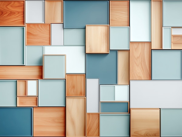 Modern Wood and Blue Geometry