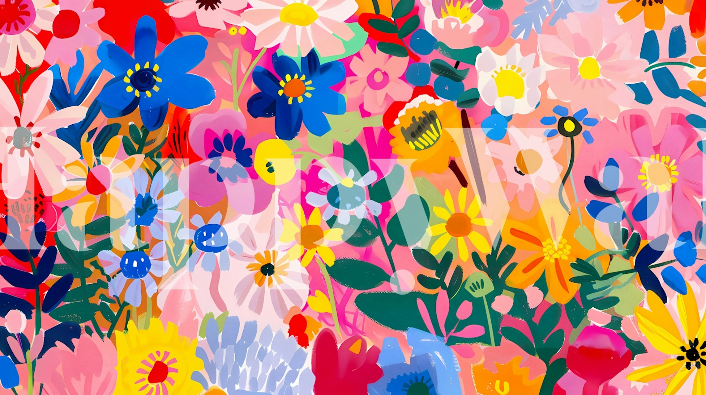 Floral Symphony Bliss wallpaper in a room