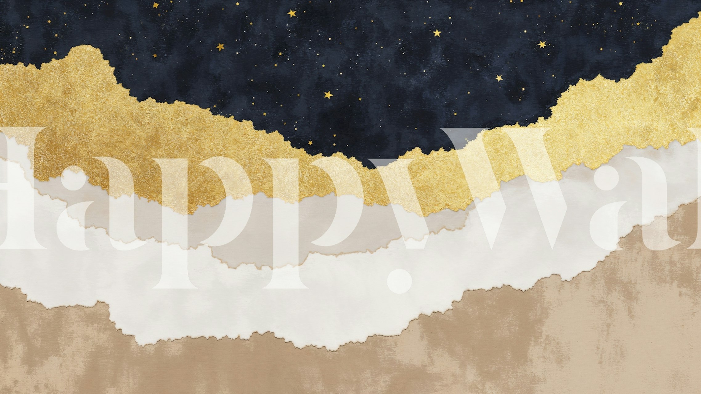 Ταπετσαρία Golden Night Horizon σε ένα κομψό δωμάτιο