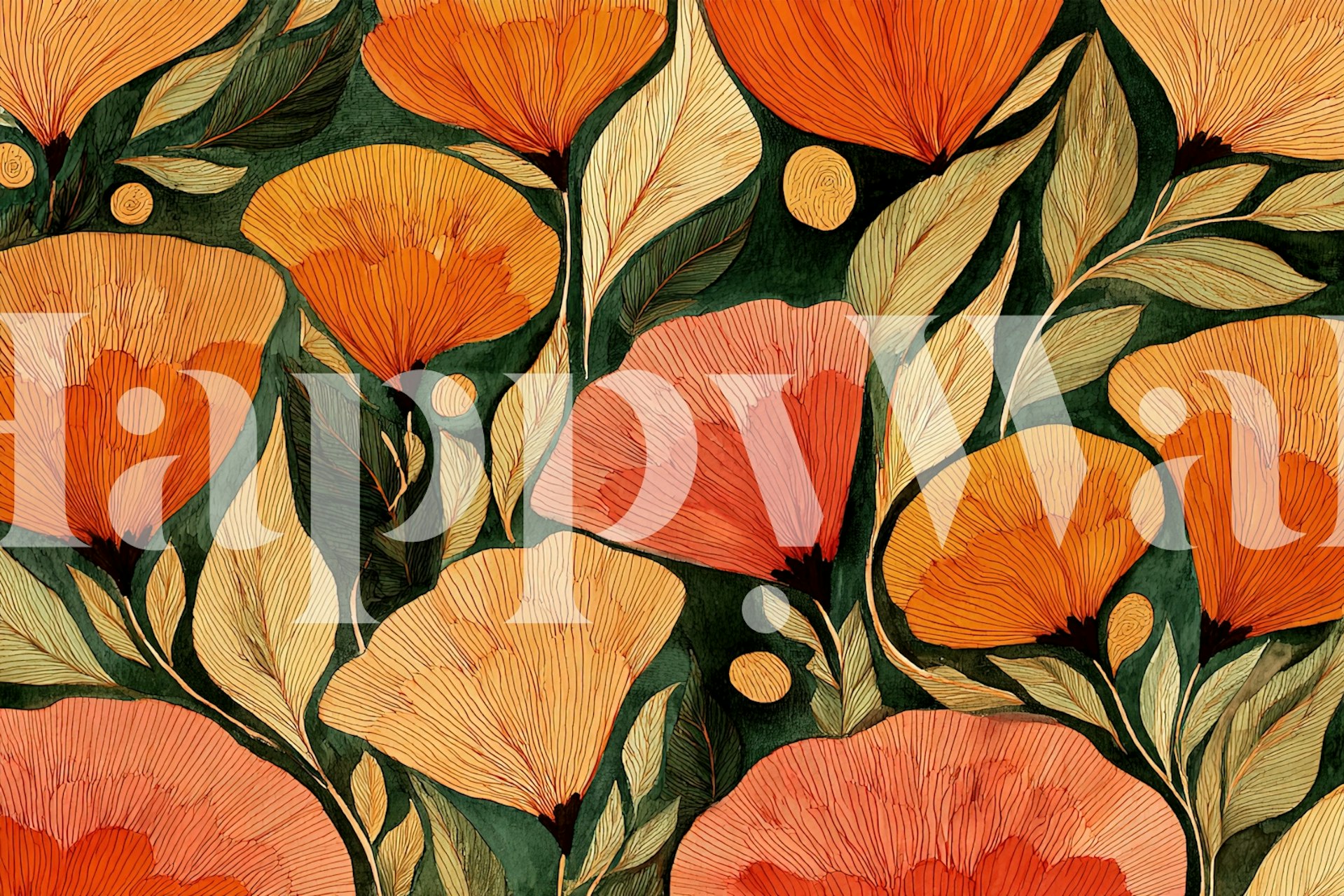 Autumn Bliss floral wallpaper design