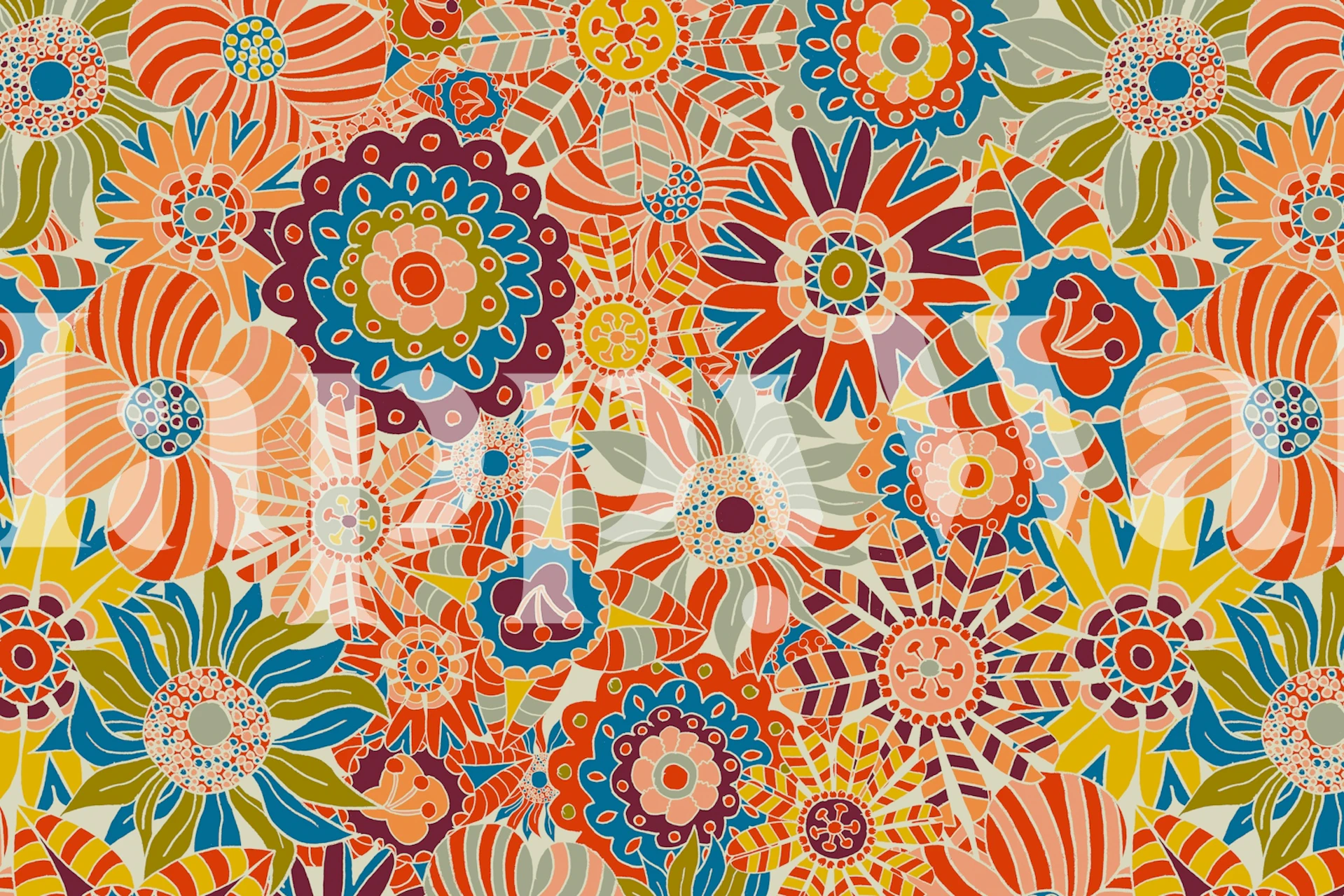 Vivid Scandi Round Flowers tapet i ett rum