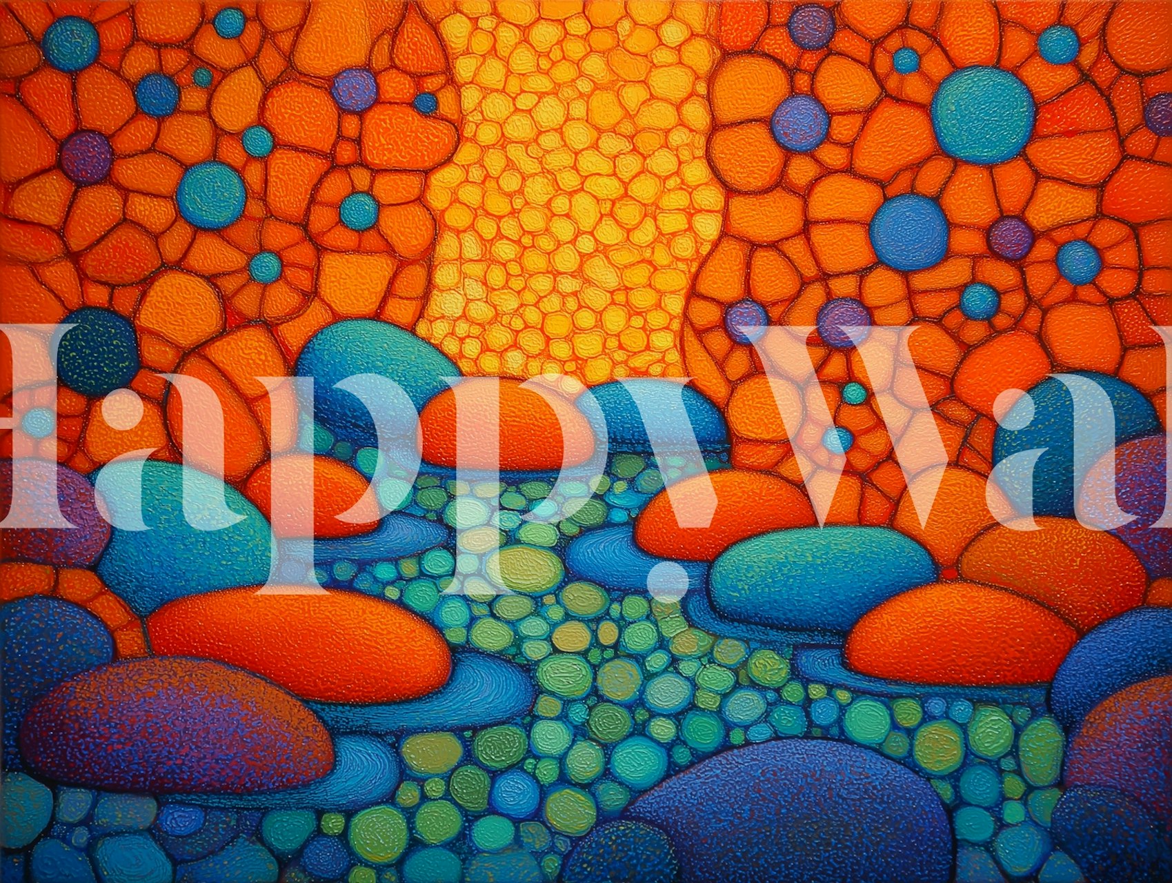 Lively Pebble Landscape Tapete in einem Raum