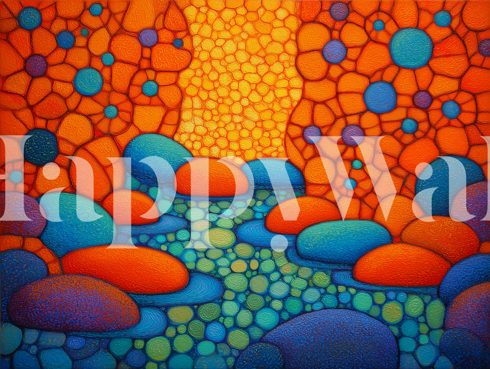Lively Pebble Landscape wallpaper in a room