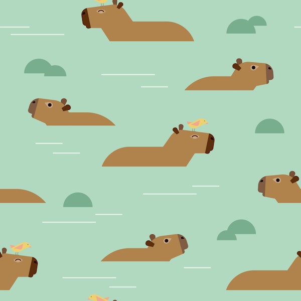 Capybara Family swim