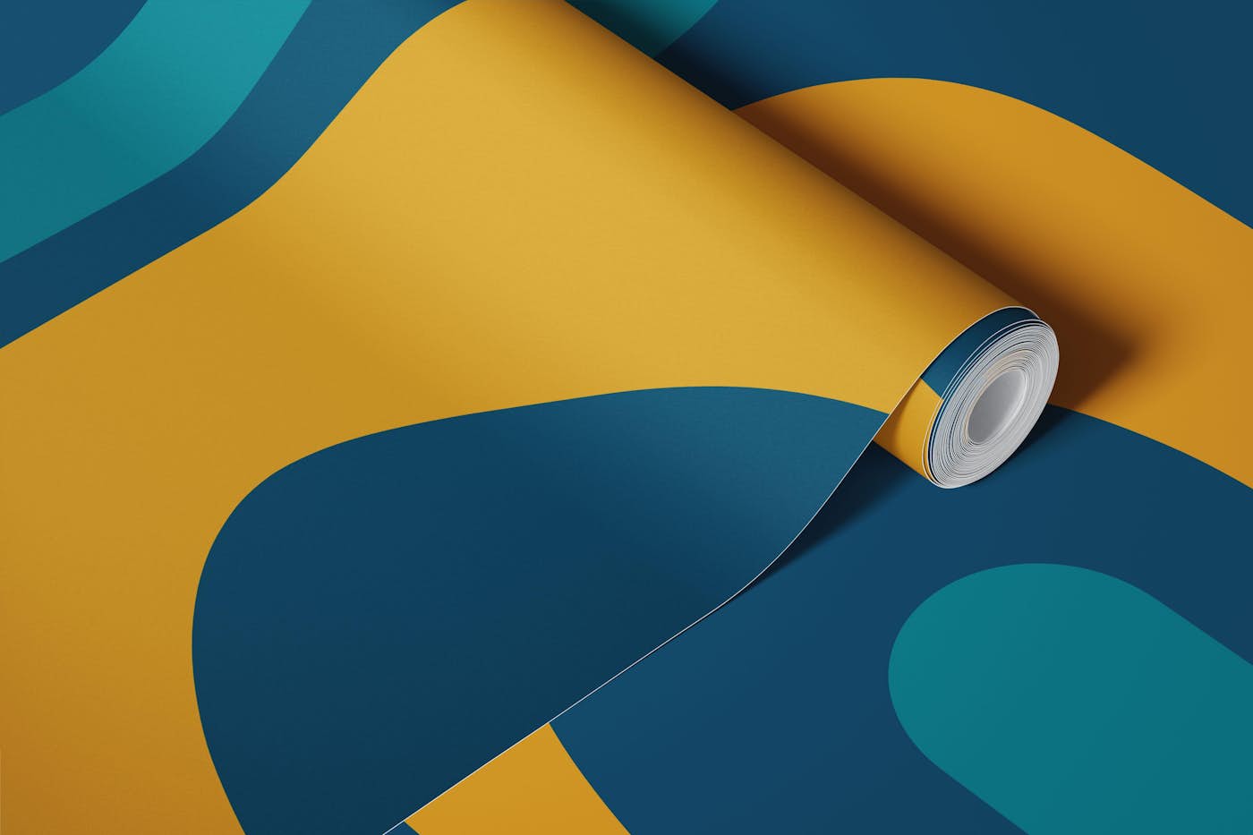Mid Century Modern Minimalist Teal Piquet wallpaper roll