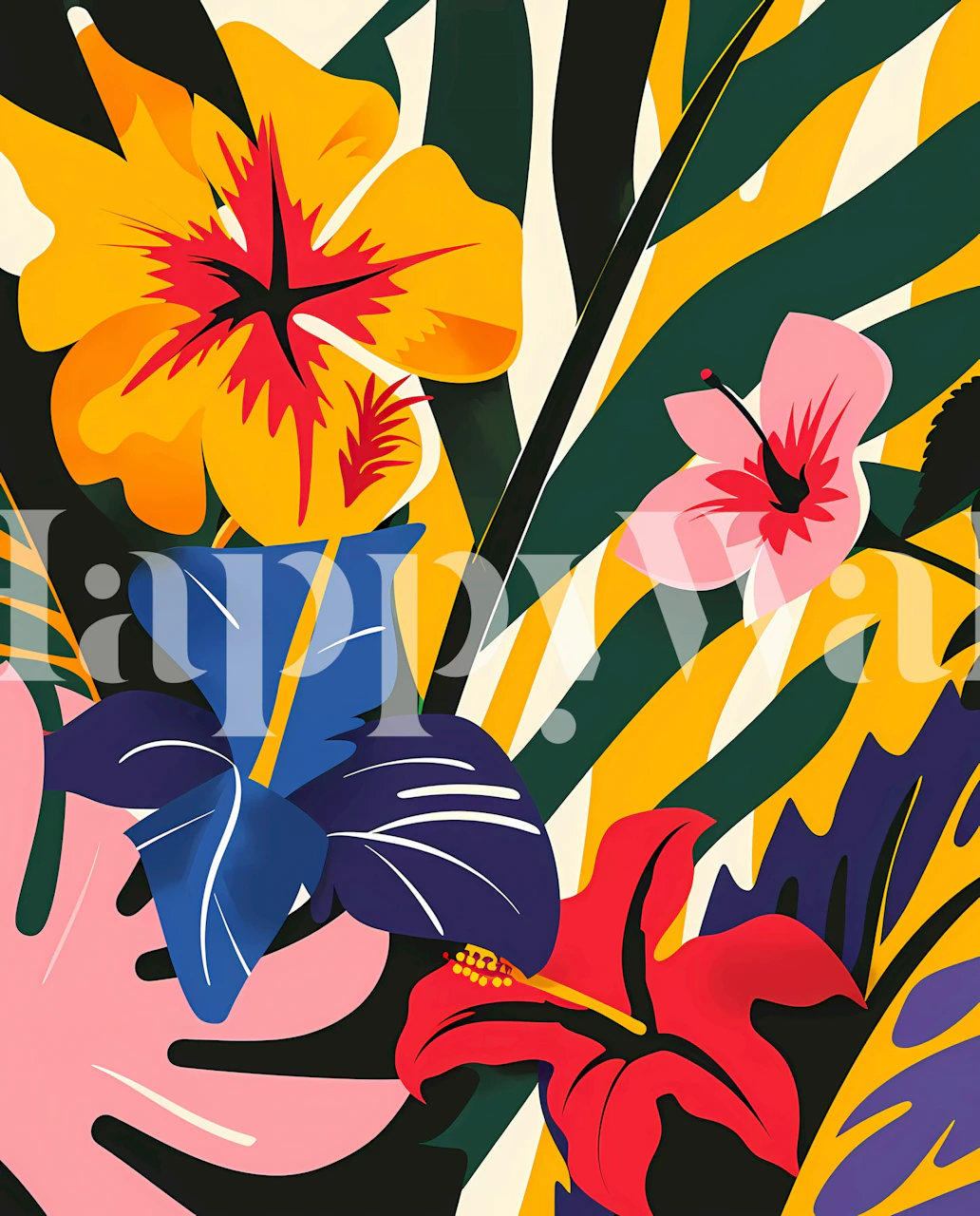 Tropical Flower Paradise tapet i et rum