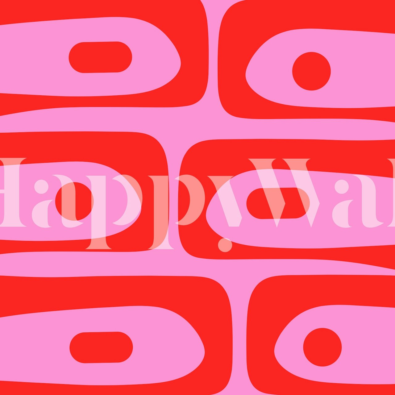 Bold pink and red retro geometric wallpaper in a room