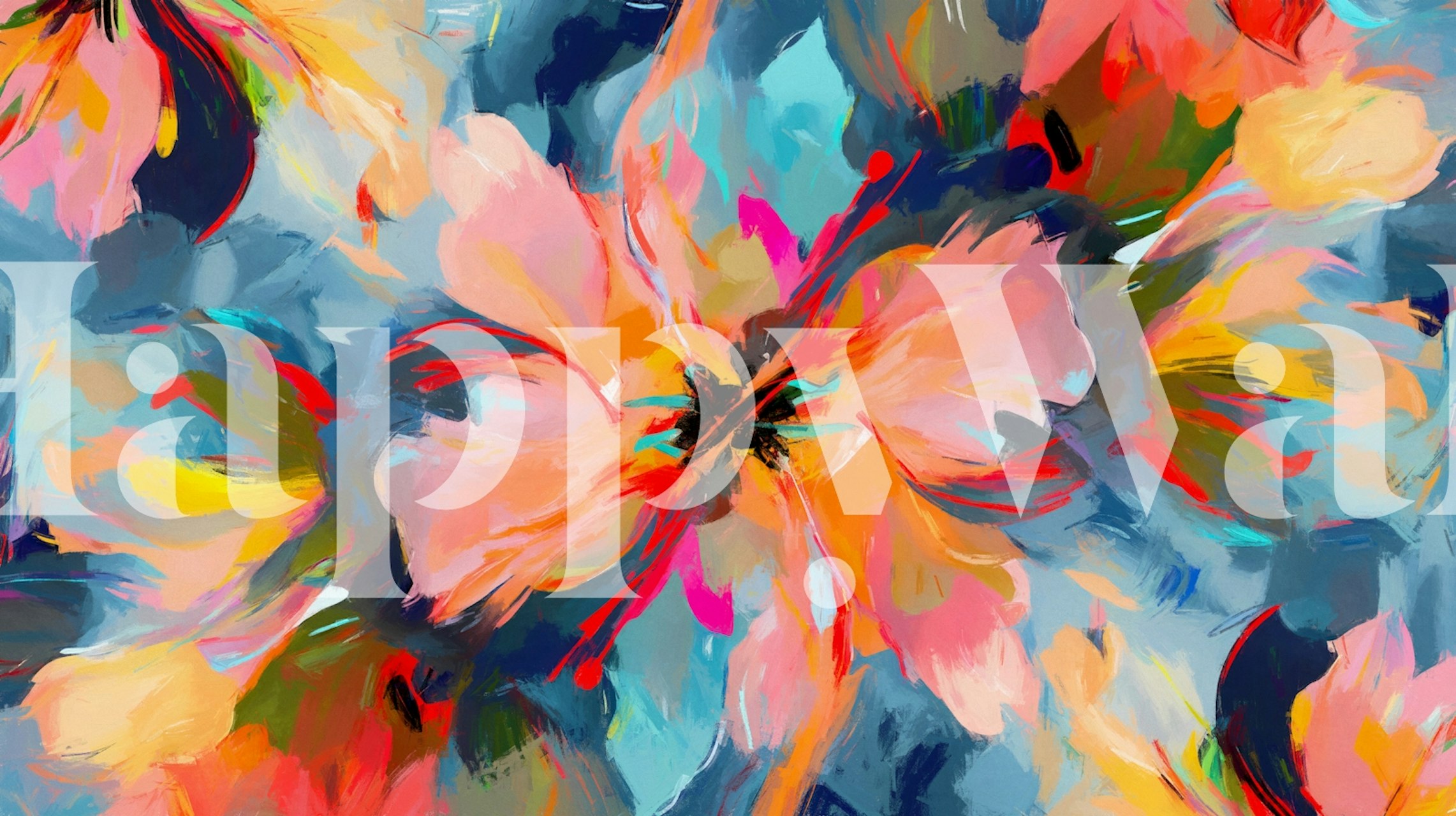 Vibrant floral wallpaper design in a room