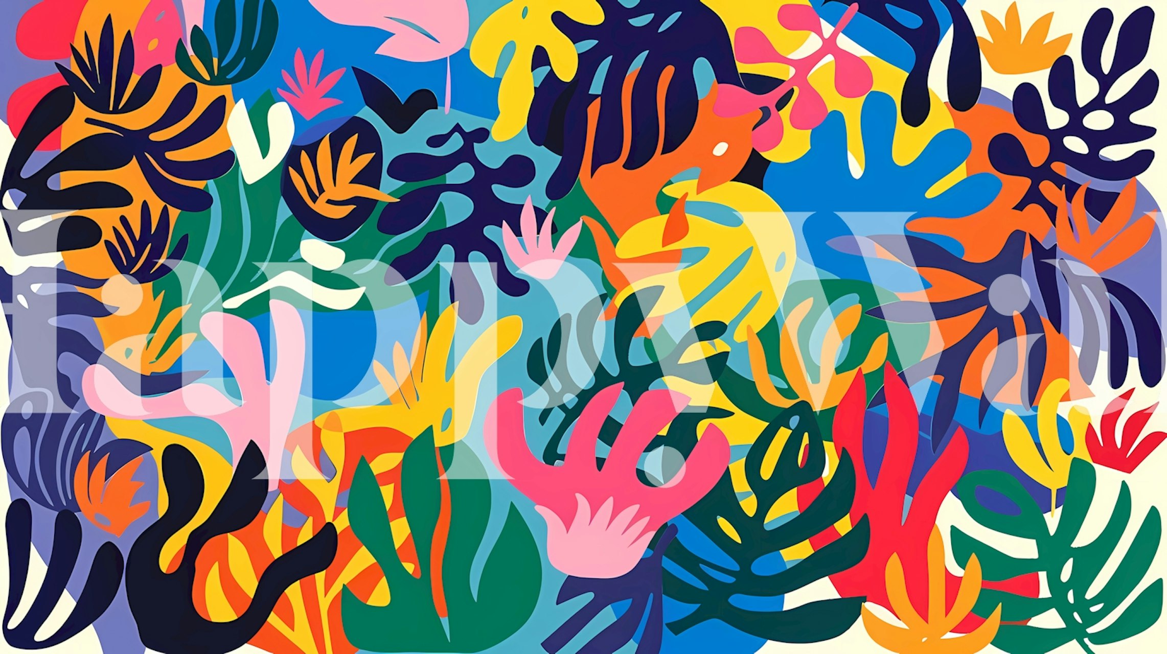 Kleurrijke Tropical Garden Dreamscape-behang in een kamer