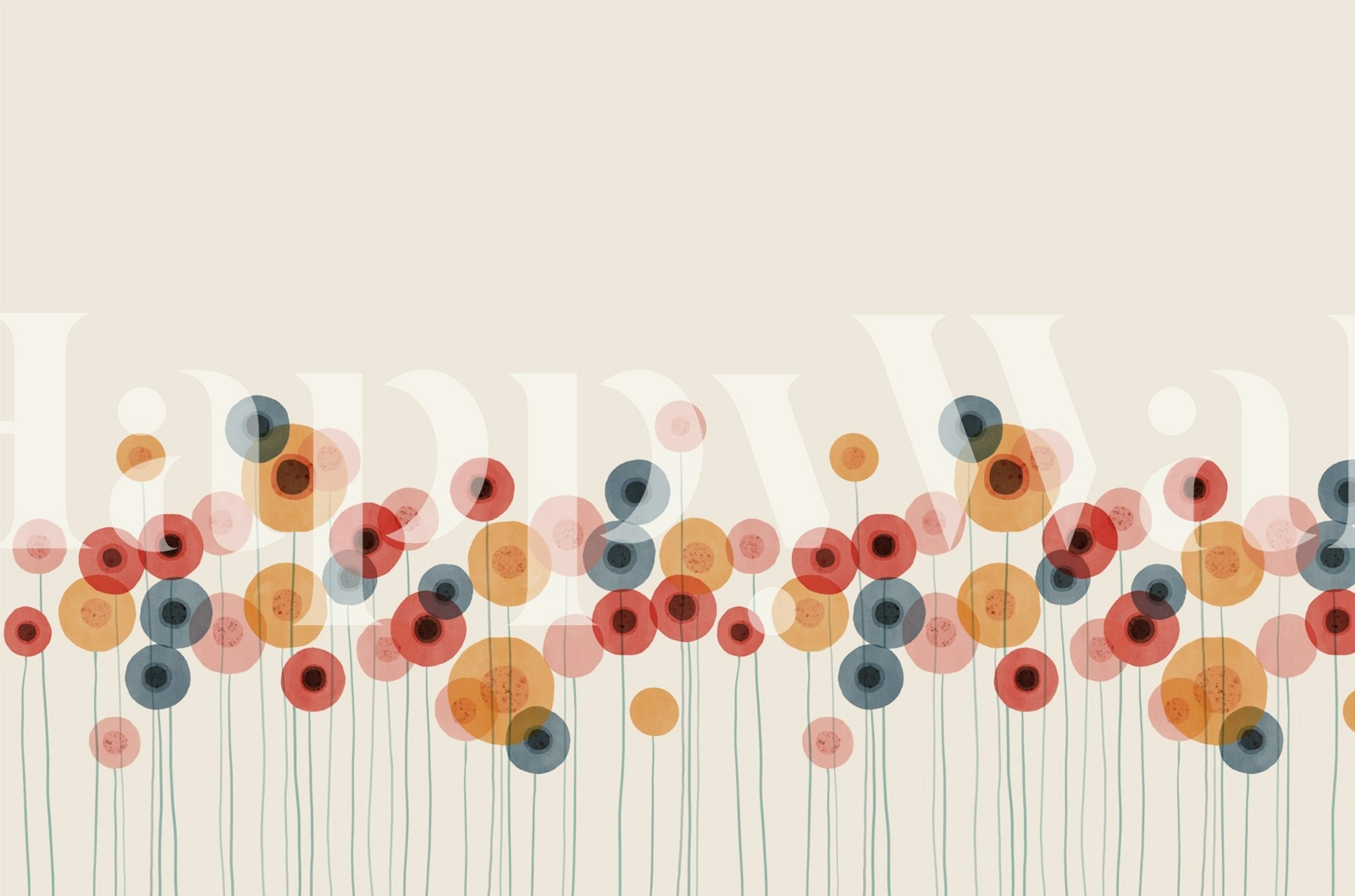 Vibrant circle blossoms wallpaper in a room