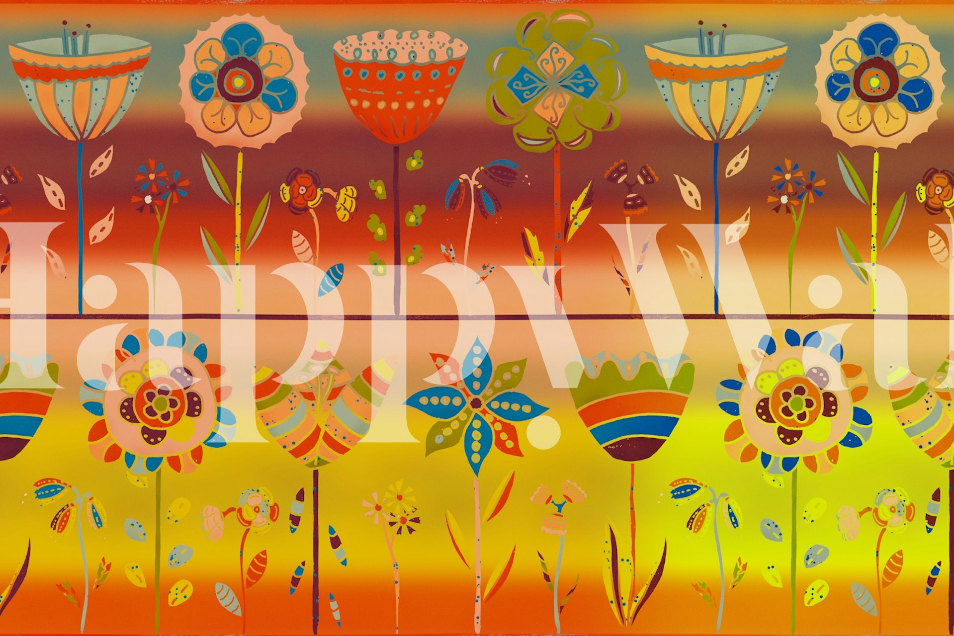 Vibrant Scandinavian-style flowers Tapete in einem Raum