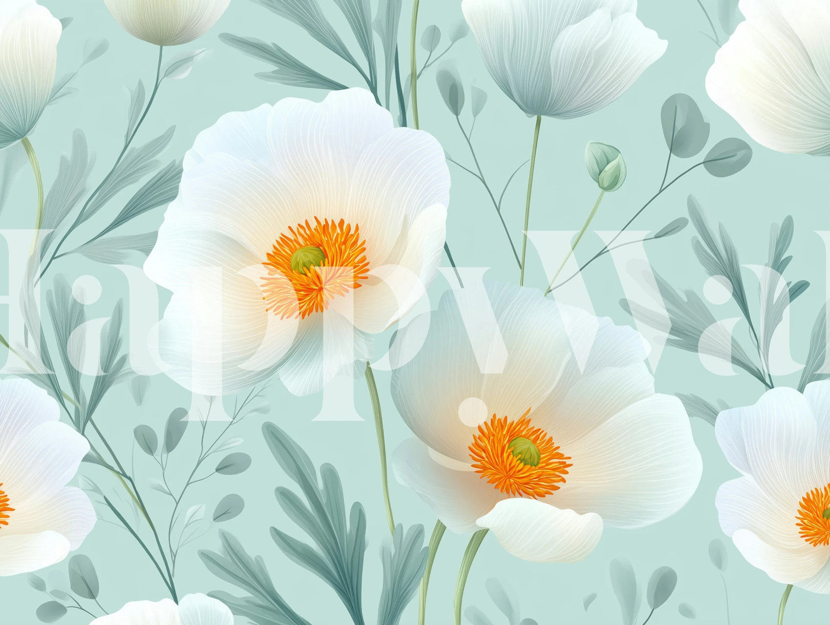 Floral wallpaper with soft white petals