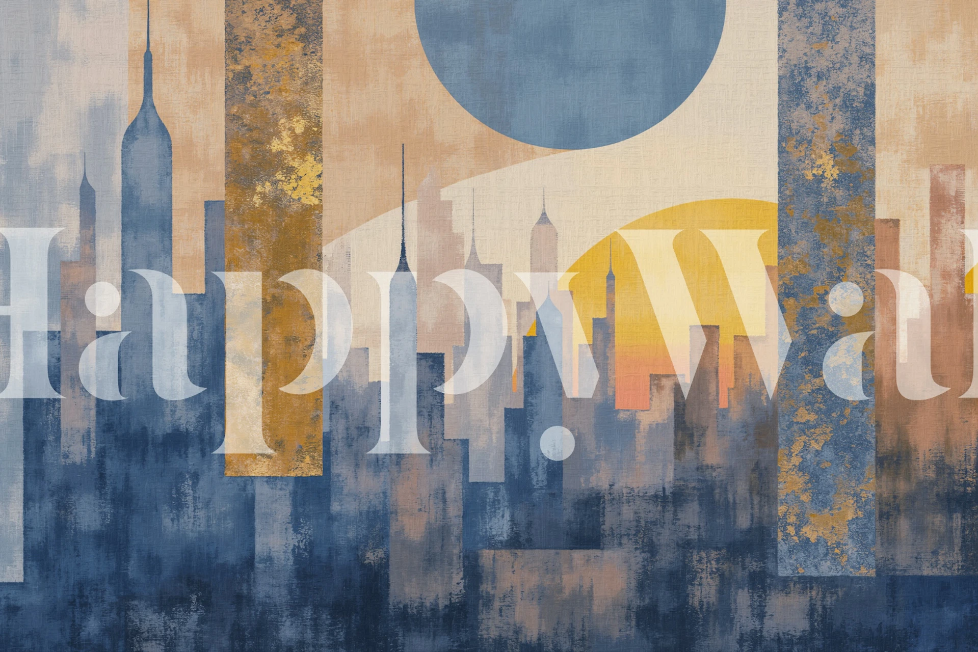 Sunset Cityscape Dreams wallpaper in a room