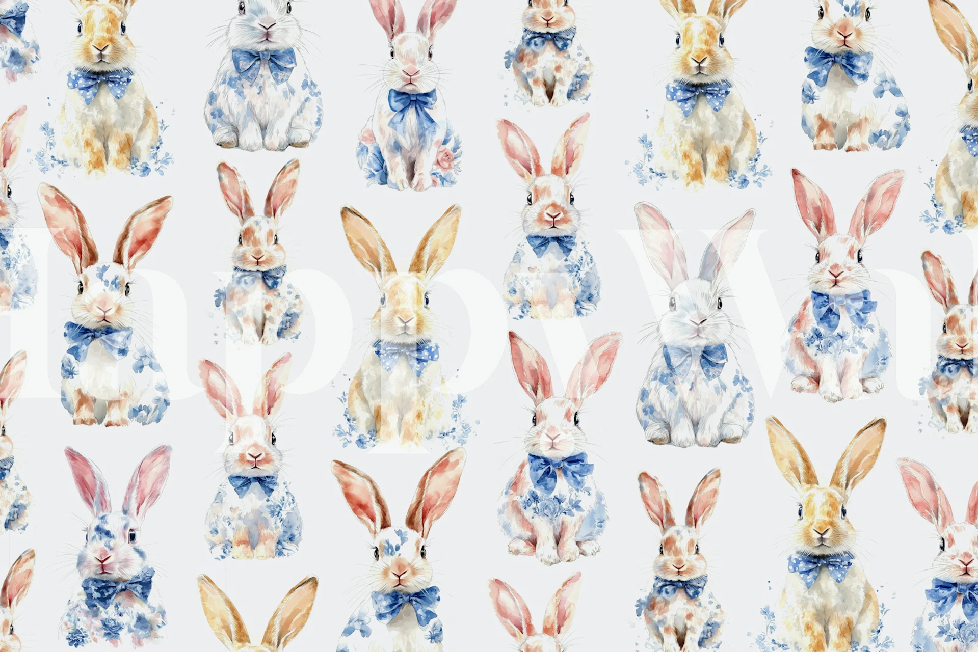 Pastel Bunny Delight tapet i et glædeligt rum