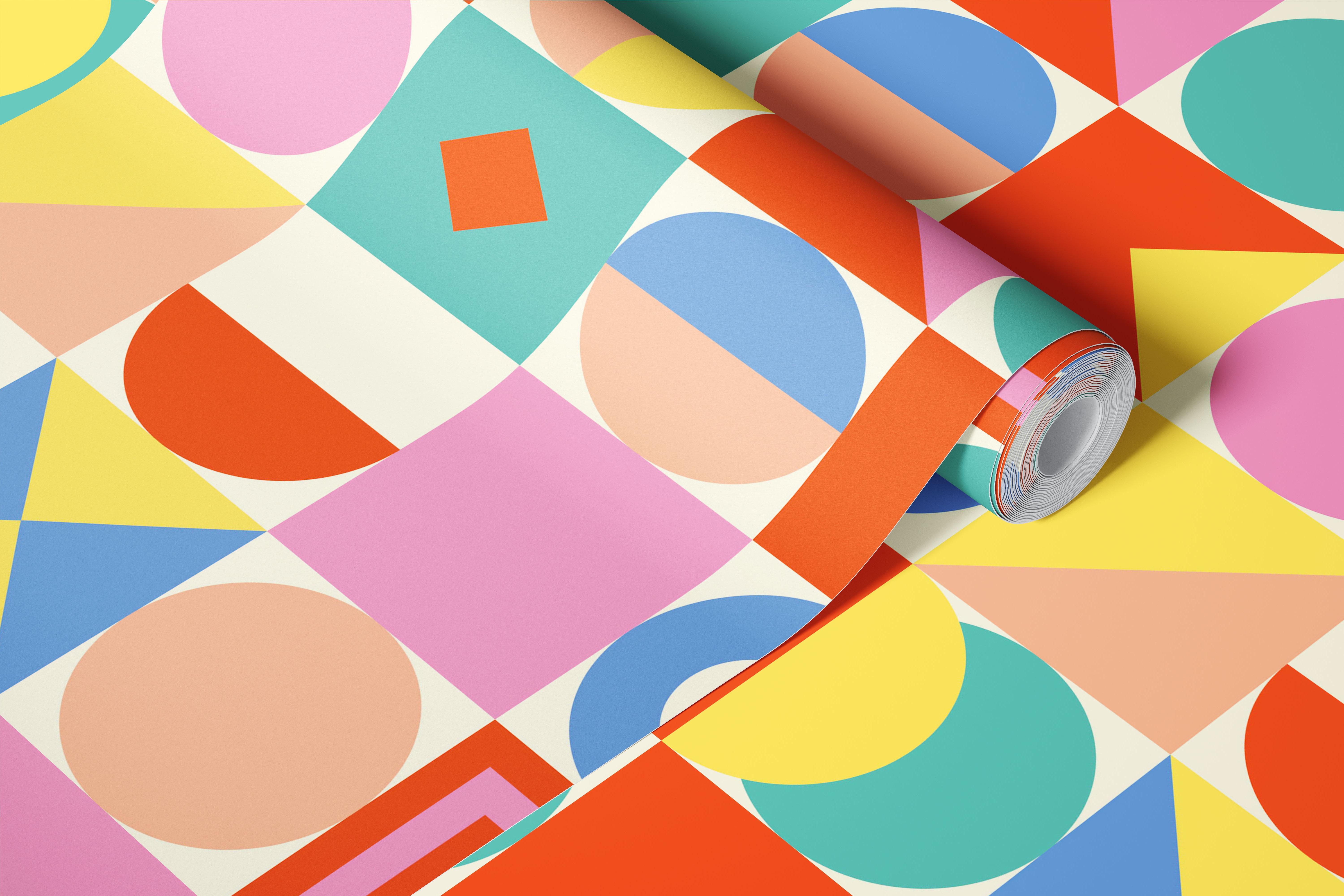 Bold Retro Shapes wallpaper in a stylish room