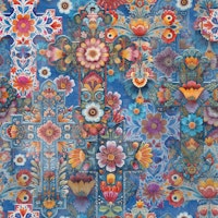 Artistic Traditional Floral Crosses Cobalt tapete