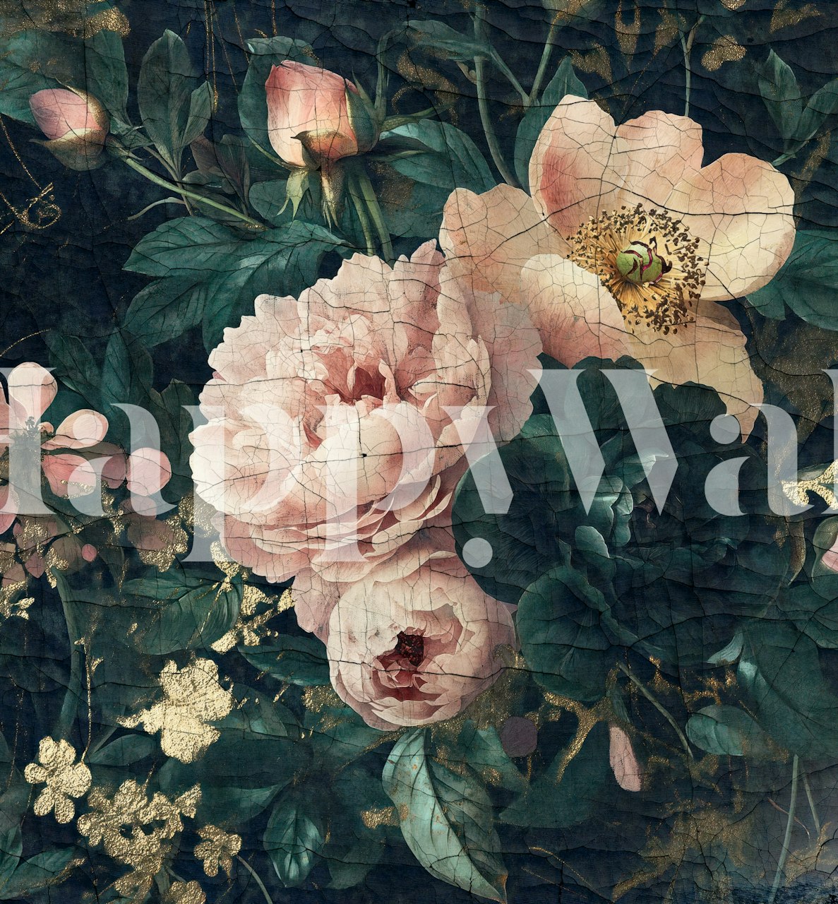 Ταπετσαρία Elegant Petal Dark Romance Roses στο δωμάτιο