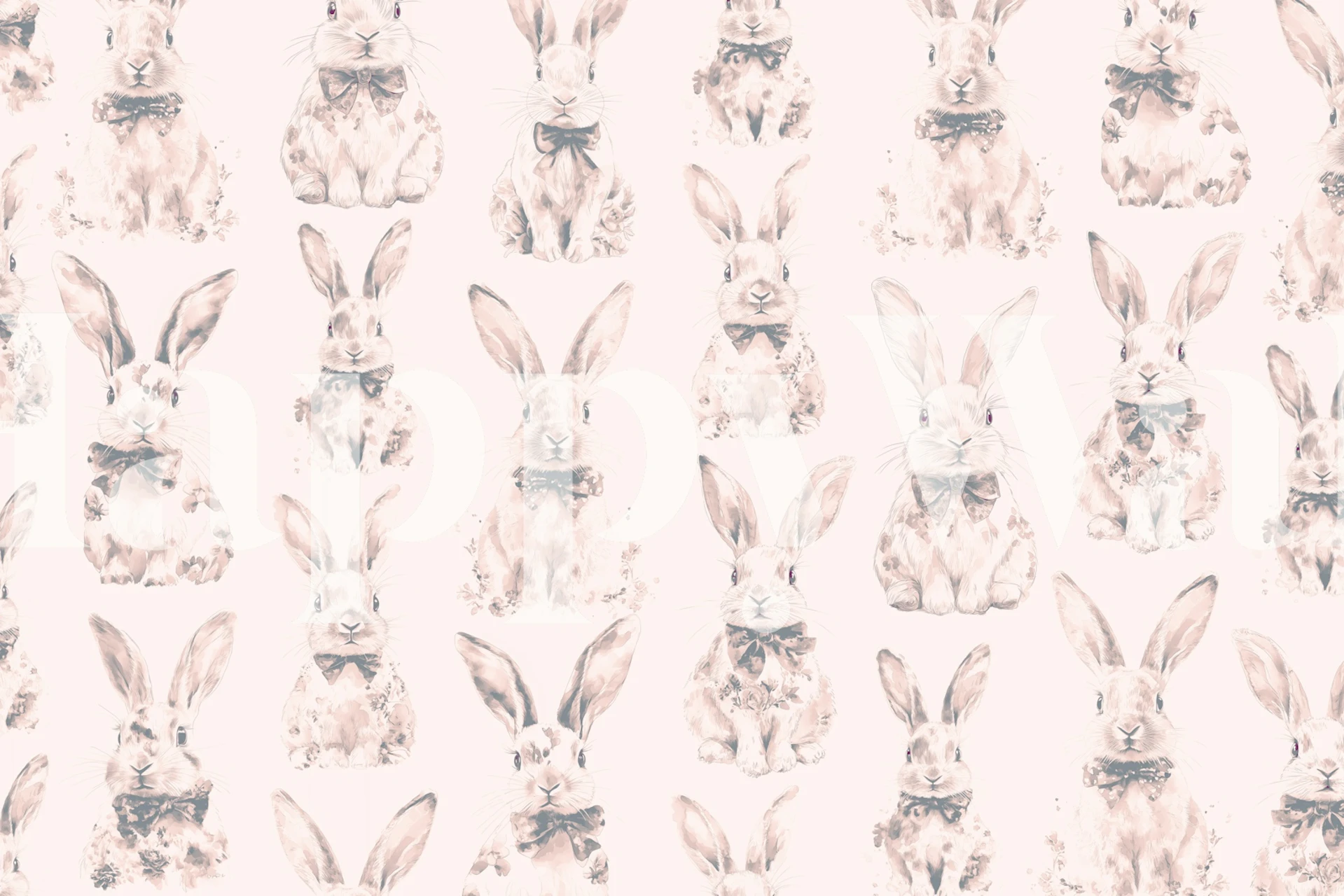 Pastel bunny designs with soft colors on light wallpaper