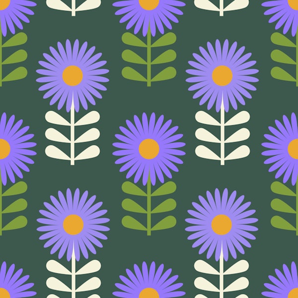 Midcentury Asters Repeat Pattern