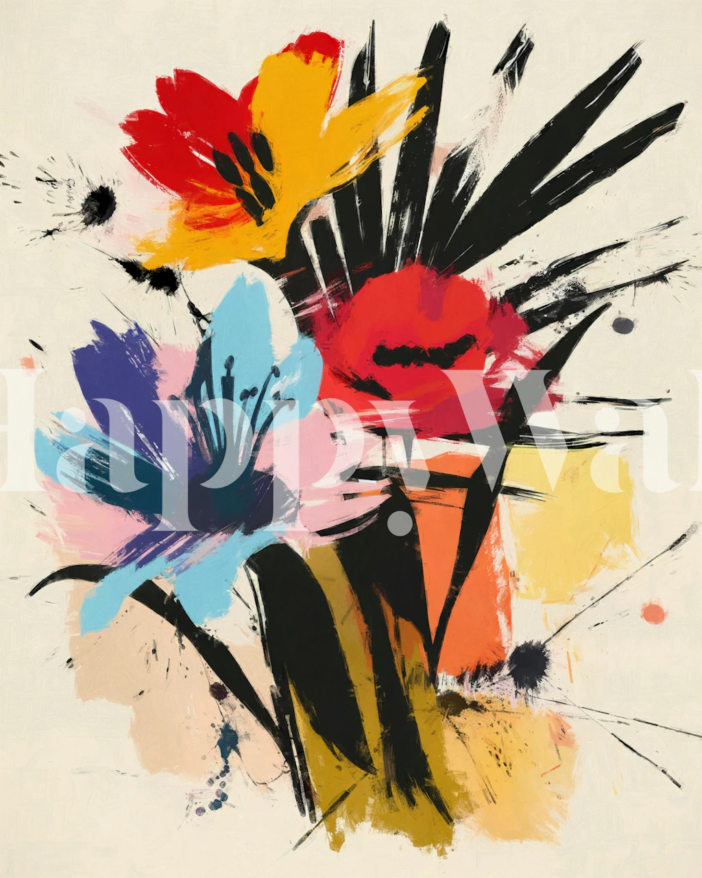 Colorful abstract floral wallpaper design