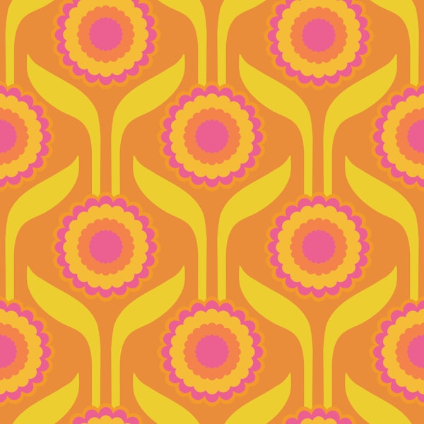 Seventies Flower Power Boho Bloomscape Orange