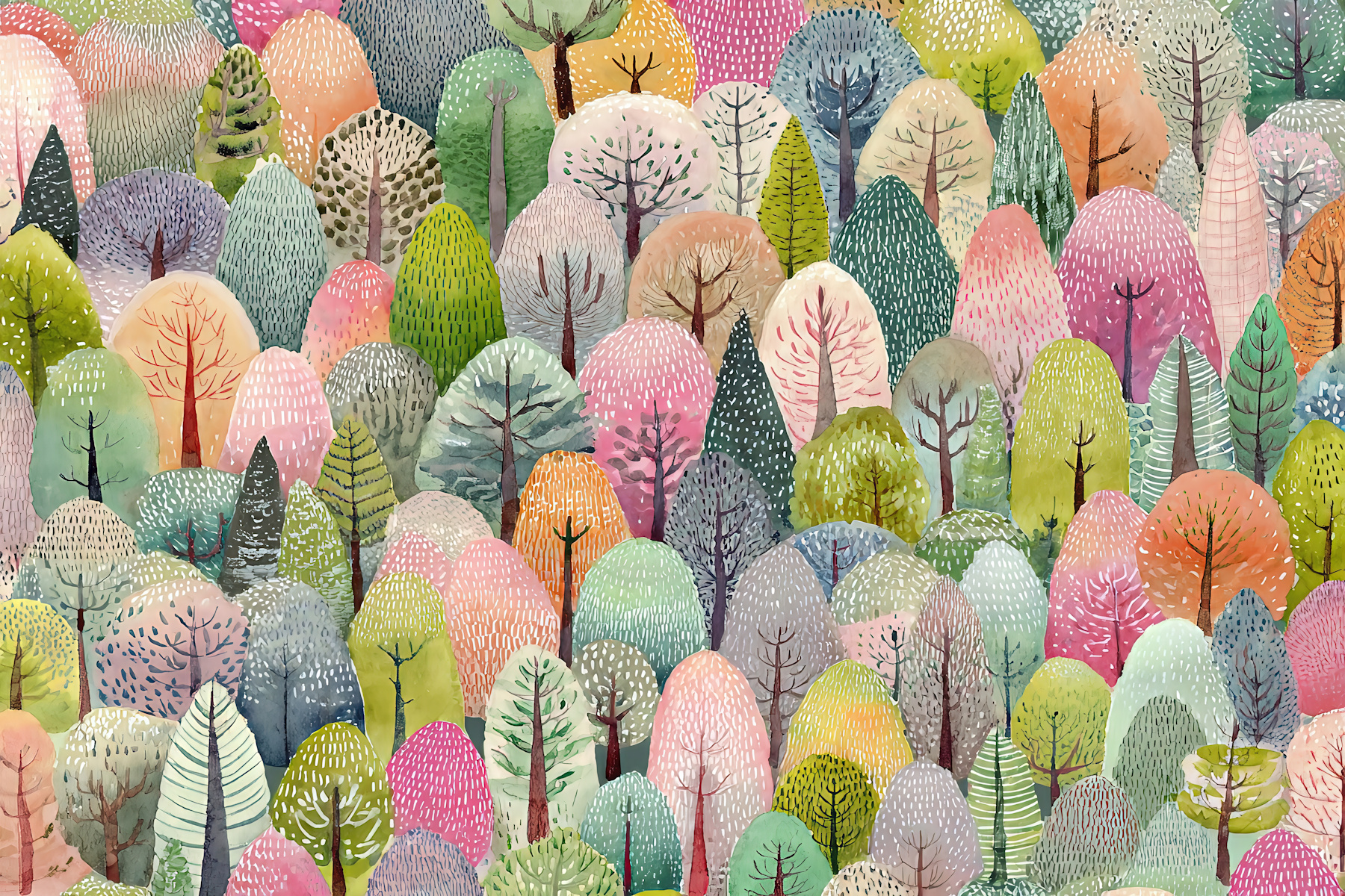 Colorful Forest Wallpaper for Kids Room