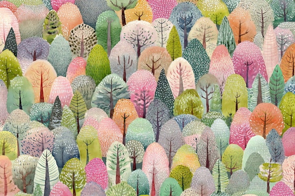 Enchanted Colorful Forest