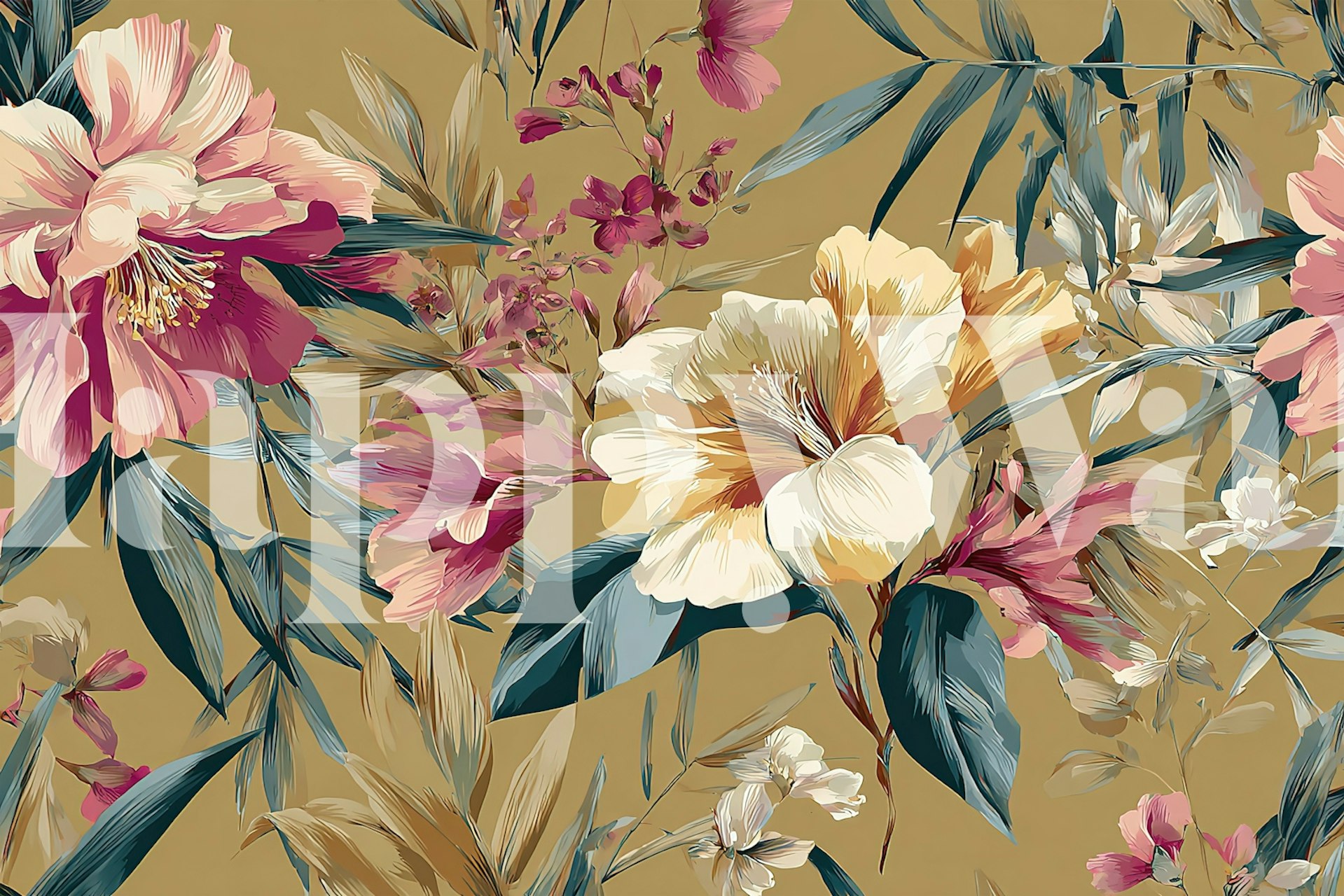 Tapeta Elegant Bronze Bloom u sobi