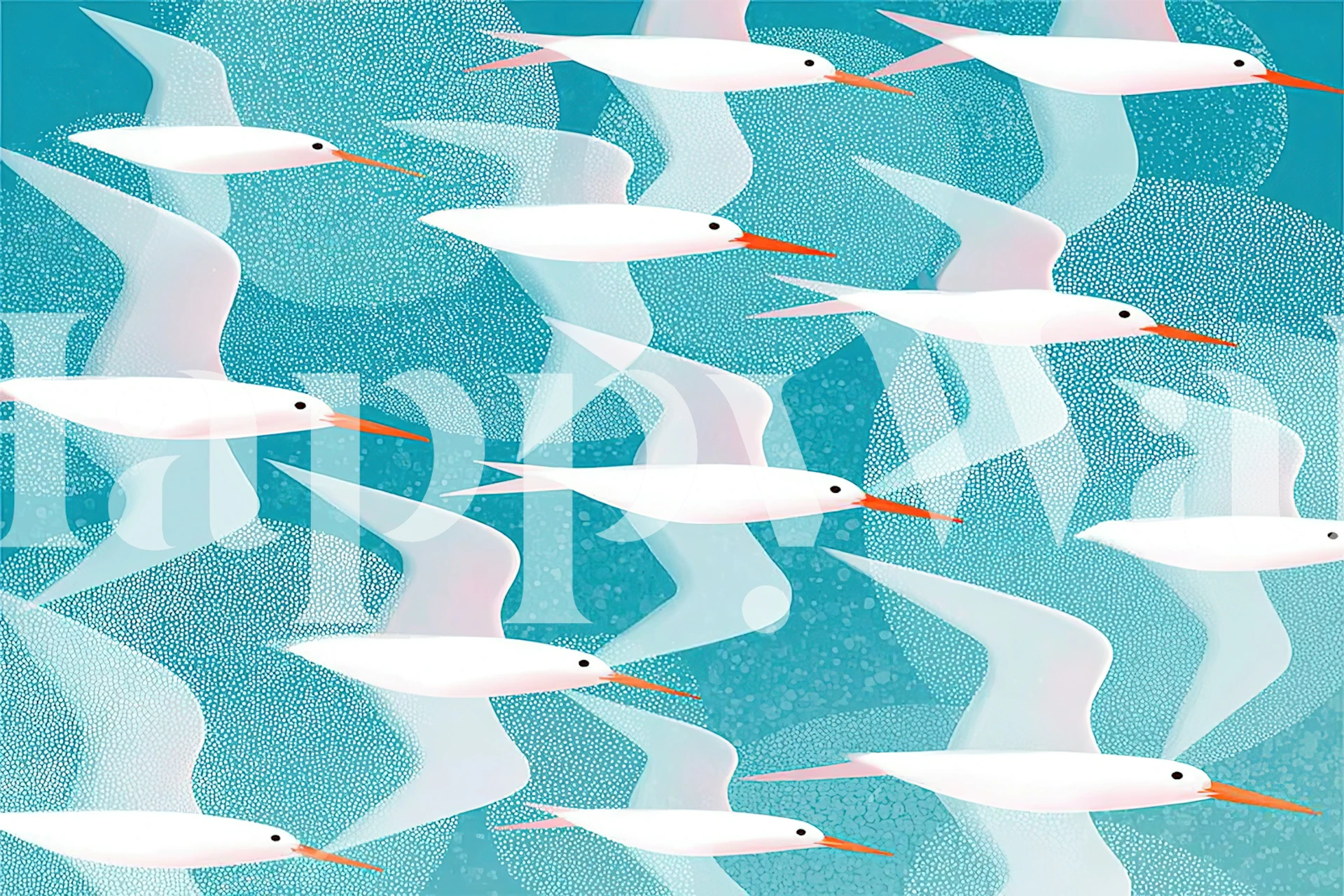 Tapeta Travelling Seagulls w pokoju