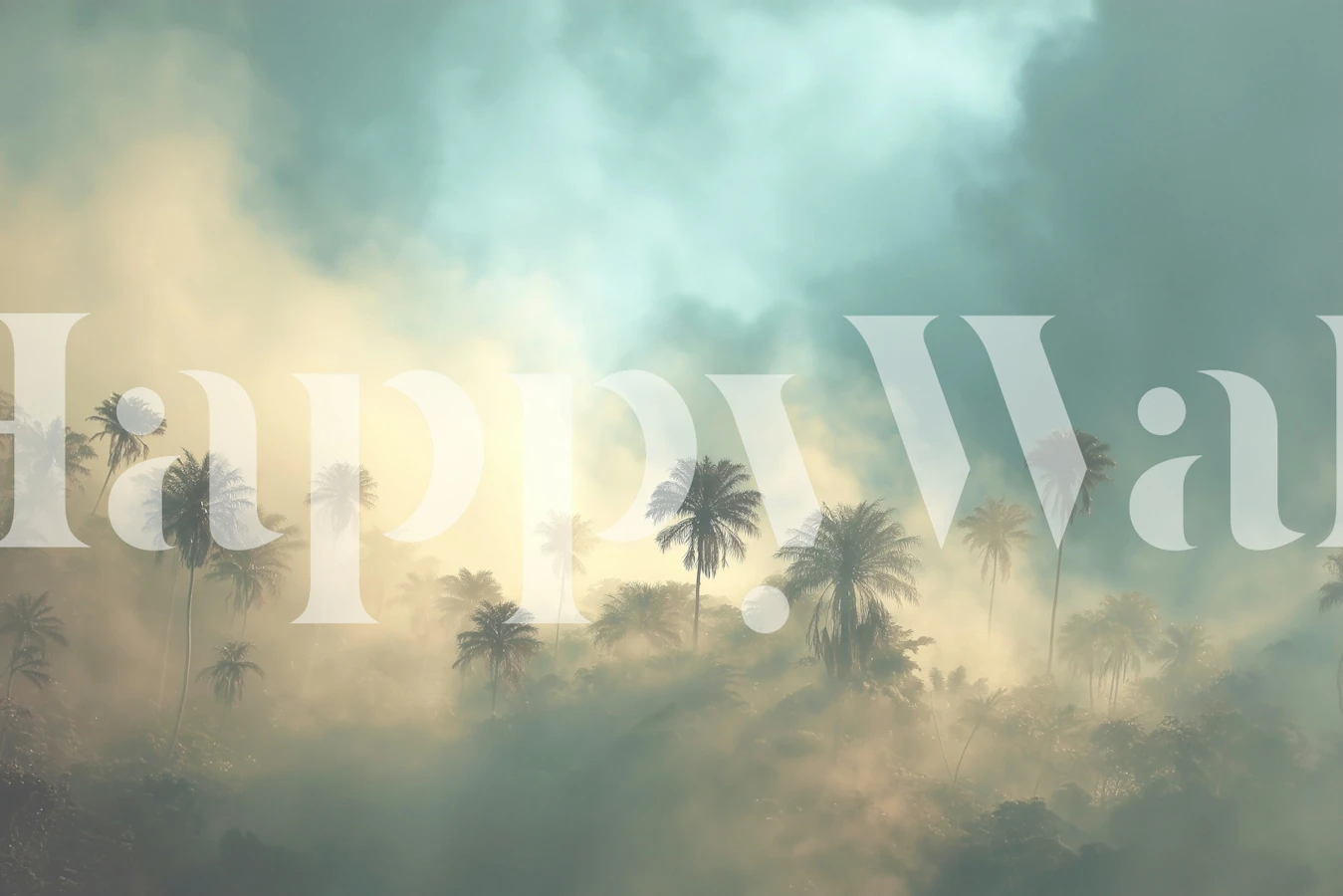 Cloudy Jungle View wallpaper in a room