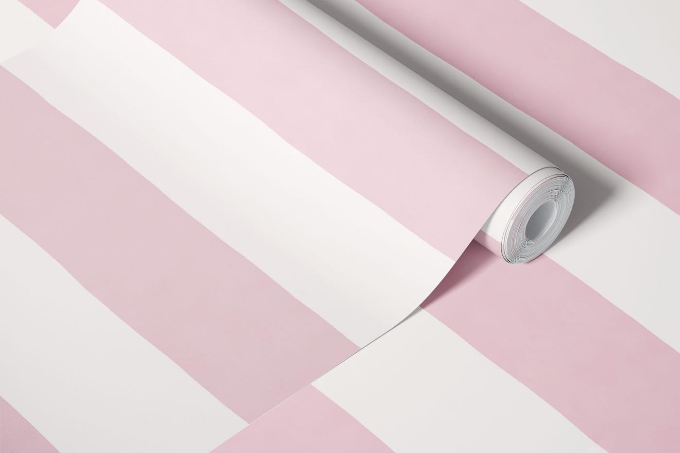 Beach House Coastal Stripe - Soft Blush Pink wallpaper roll