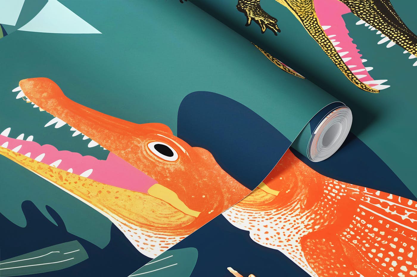 Three Crocodiles wallpaper roll