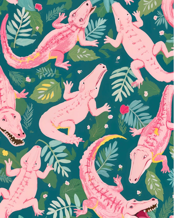 Party Gators Warning - Pink Crocs Swim Here