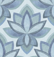 Symmetrical Zen Abstract Blue Lotus Flowers wallpaper