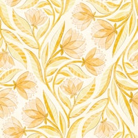 Sunny Boho Yellow Block Print Floral wallpaper