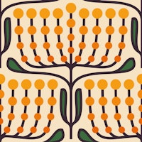 Funky Floral Pattern in Orange Green - L wallpaper