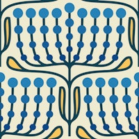 Funky Floral Pattern in Blue Yellow - L wallpaper