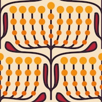 Funky Floral Pattern in Orange Red - L wallpaper