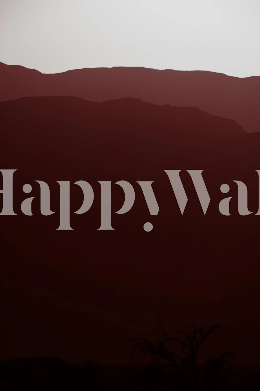 Red mountain landscape wallpaper with silhouettes of peaks at twilight