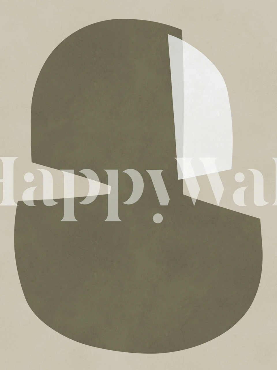 Abstract earthy shapes in muted tones of beige and olive green wallpaper