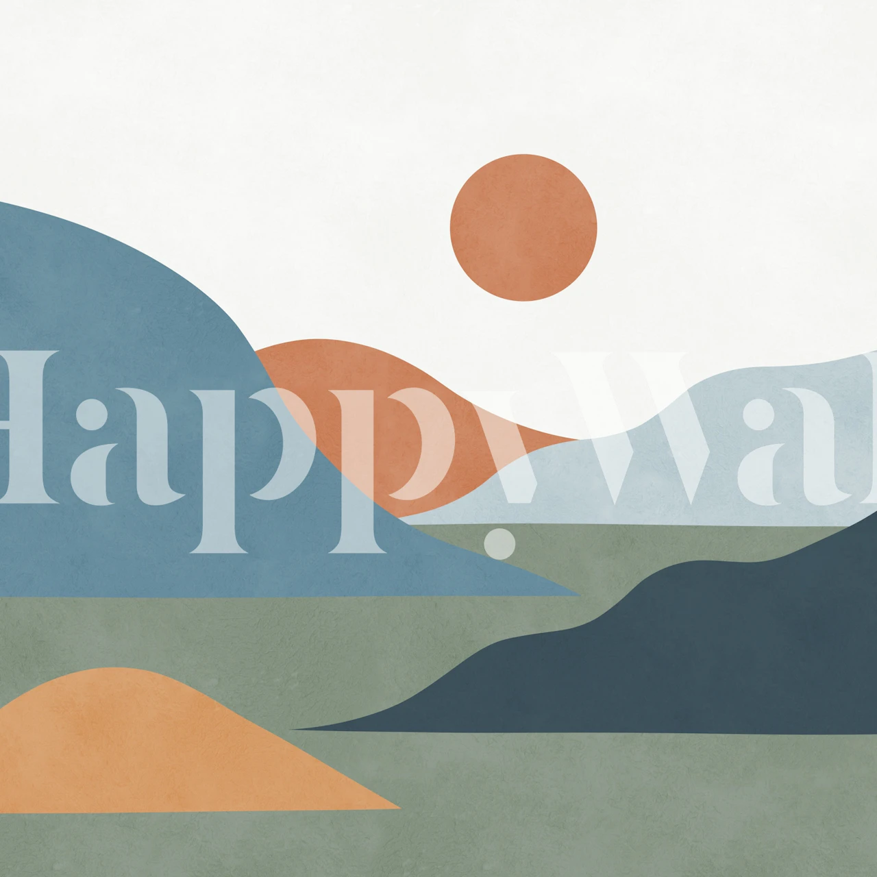 Abstract Sunset Landscape Tapete in einem Raum